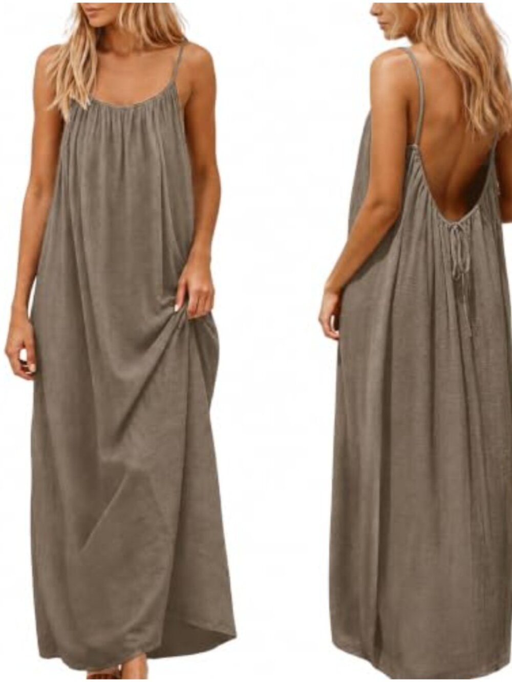 Backless Cami Dress for Women Summer Sleeveless Long Casual Sundress Open Back